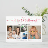 Vrolijk kerstfeest 4 Foto Collage Red Buffalo Pset Feestdagenkaart (Staand voorkant)