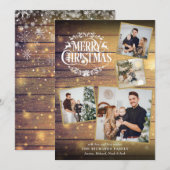 Vrolijk kerstfeest 4 Foto Collage Rustic Wood Feestdagenkaart (Voorkant / Achterkant)