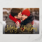 Vrolijk Kerstfeest 4 FOTO Groet Goud Folie Feestdagenkaart (Voorkant)