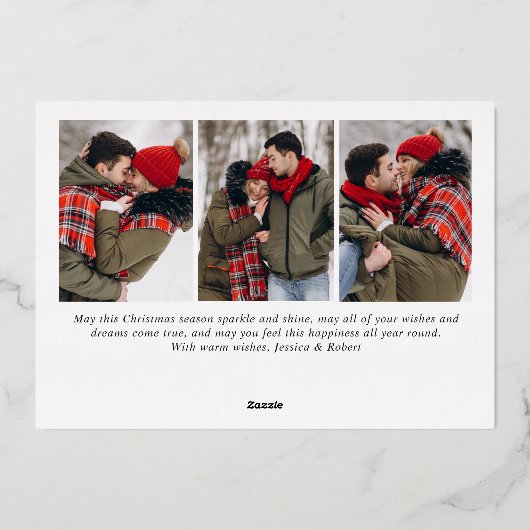 Vrolijk Kerstfeest 4 FOTO Groet Goud Folie Feestdagenkaart (Achterkant)