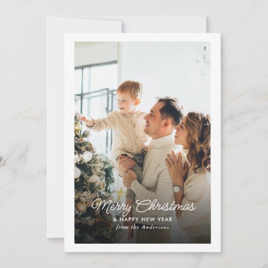 Vrolijk kerstfeest 4-foto persoonlijk bericht feestdagenkaart (Voorkant)