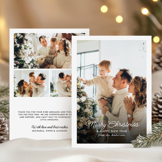 Vrolijk kerstfeest 4-foto persoonlijk bericht feestdagenkaart