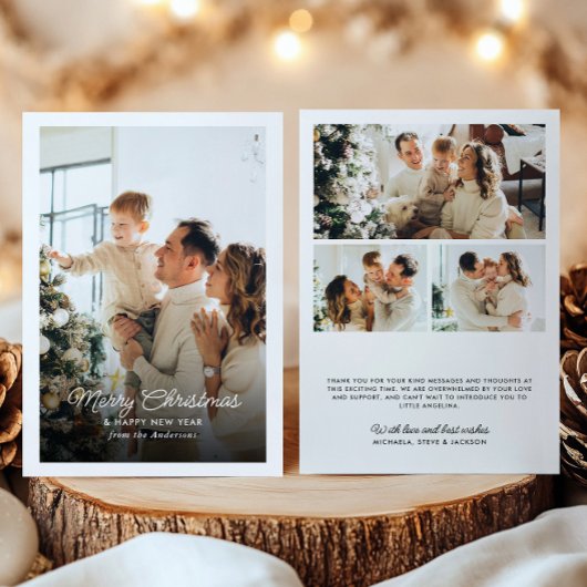 Vrolijk kerstfeest 4-foto persoonlijk bericht feestdagenkaart