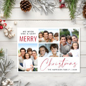 Vrolijk Kerstfeest 4 Foto Rood Script Feestdagen Kaart