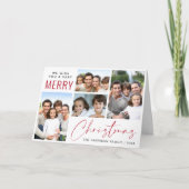 Vrolijk Kerstfeest 4 Foto Rood Script Feestdagen Kaart (Voorkant)