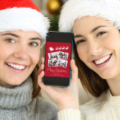 Vrolijk Kerstfeest 4 Foto Santa Sleigh Red Feestdagenkaart