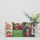 Vrolijk kerstfeest 4 fotocollage - kan groen bewer feestdagenkaart (Staand voorkant)