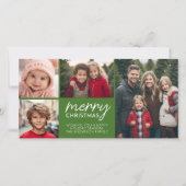 Vrolijk kerstfeest 4 fotocollage - kan groen bewer feestdagenkaart (Voorkant)