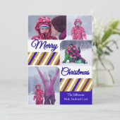 Vrolijk kerstfeest 4 Foto's persoonlijke kaart (Staand voorkant)