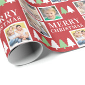 Vrolijk kerstfeest 4 Foto's Rode Kerstmis Cadeaupapier (Rol Hoek)