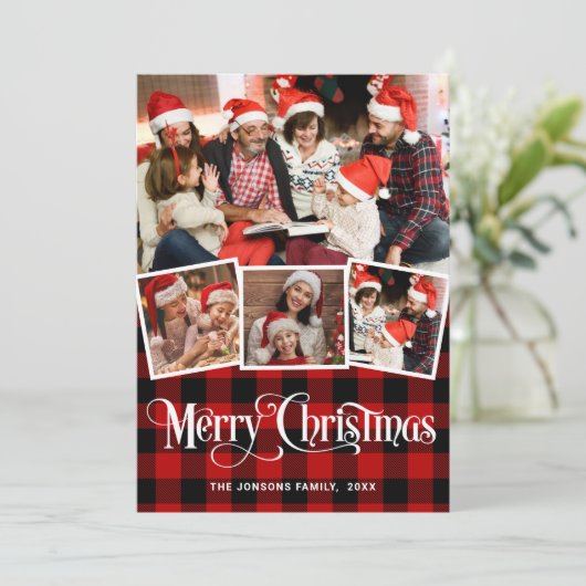 Vrolijk kerstfeest 4 PHOTO Greeting Holiday Kaart (Staand voorkant)