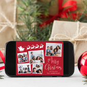 Vrolijk Kerstfeest 5 Foto Collage Santa Sleigh Feestdagenkaart