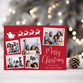 Vrolijk Kerstfeest 5 Foto Collage Santa Sleigh Feestdagenkaart