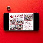 Vrolijk Kerstfeest 5 Foto Collage Santa Sleigh Feestdagenkaart