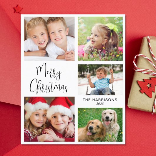 Vrolijk kerstfeest 5 foto vakantie Kaart
