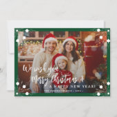 Vrolijk Kerstfeest 5 fotocollage groen Feestdagenkaart (Voorkant)