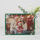 Vrolijk Kerstfeest 5 fotocollage groen Feestdagenkaart (Staand voorkant)