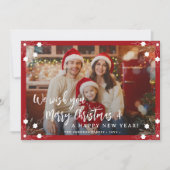 Vrolijk Kerstfeest 5 fotocollage rood Feestdagenkaart (Voorkant)