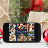 Vrolijk Kerstfeest 6 Foto Collage Blauw Feestdagen Kaart