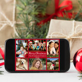 Vrolijk Kerstfeest 6 Foto Collage Rood Feestdagenkaart