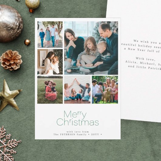 Vrolijk kerstfeest 6 fotocollage modern feestdagenkaart