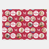 Vrolijk Kerstfeest 6 Foto's Monogram Rood Groen Inpakpapier Vel (Voorkant 2)