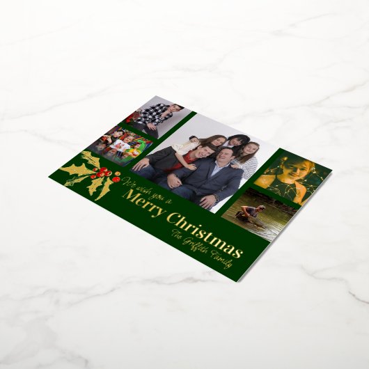 Vrolijk kerstfeest 6 foto's rood groen goud heilig folie feestdagen briefkaart (Gedraaid)