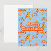 Vrolijk kerstfeest 70s roovy disco patroon kaart (Voorkant / Achterkant)