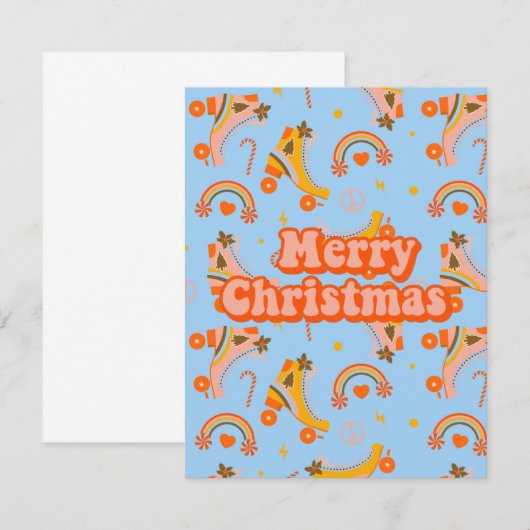 Vrolijk kerstfeest 70s roovy disco patroon kaart (Voorkant / Achterkant)