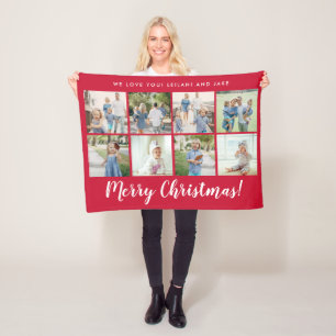 Vrolijk kerstfeest 8 Aangepast bericht Rood Fleece Deken