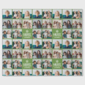 Vrolijk Kerstfeest 8 Fotocollage - sneeuwvlok fami Cadeaupapier (Vlak)