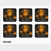 Vrolijk kerstfeest 92 vierkante sticker (Vel)