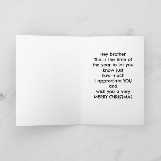 **VROLIJK KERSTFEEST** AAN MIJN BROER** KAART (Binnen)