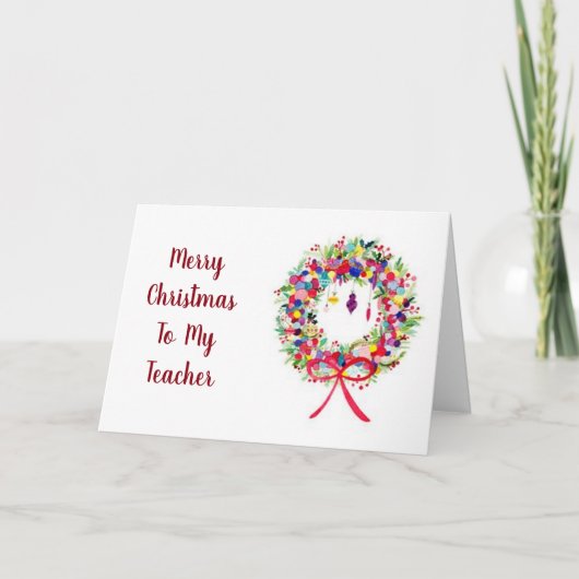 ** VROLIJK KERSTFEEST *** AAN MIJN ** LERAAR *** FEESTDAGEN KAART (Voorkant)