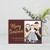 vrolijk kerstfeest | Aangepast rood goud | Vakanti Kaart (Staand voorkant)