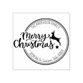 Vrolijk kerstfeest, aangepaste familie retour adre rubberstempel (Afrduk)