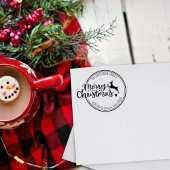 Vrolijk kerstfeest, aangepaste familie retour adre rubberstempel