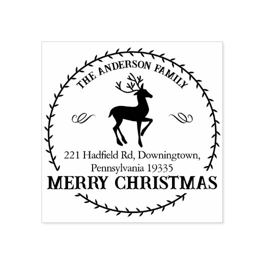 Vrolijk kerstfeest, aangepaste familie retour adre rubberstempel (Afrduk)