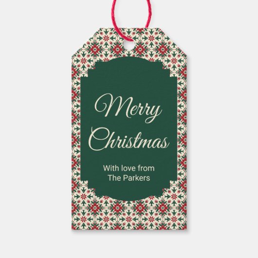 vrolijk kerstfeest | Aangepaste Familienaam Gift L Cadeaulabel (Voorkant)