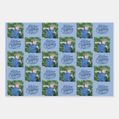 Vrolijk kerstfeest Aangepaste foto Blauw set van 3 Inpakpapier Vel (Voorkant 2)