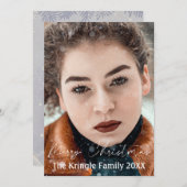 Vrolijk kerstfeest, aangepaste foto en  sneeuwpop feestdagenkaart (Voorkant / Achterkant)