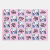 Vrolijk kerstfeest Aangepaste foto Roze set van 3 Inpakpapier Vel (Voorkant)
