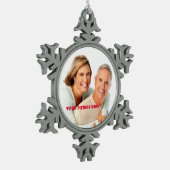 Vrolijk kerstfeest. Aangepaste foto Tin Sneeuwvlok Ornament (Links)