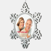 Vrolijk kerstfeest. Aangepaste foto Tin Sneeuwvlok Ornament (Rechts)