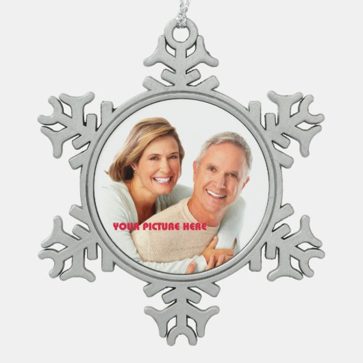 Vrolijk kerstfeest. Aangepaste foto Tin Sneeuwvlok Ornament (Voorkant)