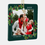 Vrolijk kerstfeest. Aangepaste kerstfoto Keramisch Ornament (Rechts)