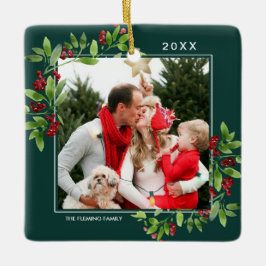 Vrolijk kerstfeest. Aangepaste kerstfoto Keramisch Ornament
