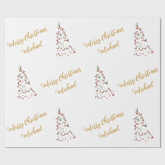 Vrolijk Kerstfeest Aangepaste Naam Elegant Geperso Cadeaupapier (Vlak)