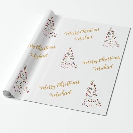 Vrolijk Kerstfeest Aangepaste Naam Elegant Geperso Cadeaupapier (Uitgerold)