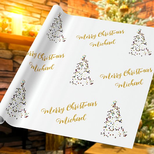 Vrolijk Kerstfeest Aangepaste Naam Elegant Geperso Cadeaupapier